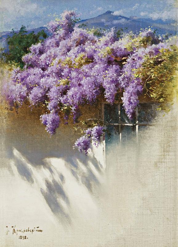 Antonio Mancini Wisteria in bloom oil painting picture